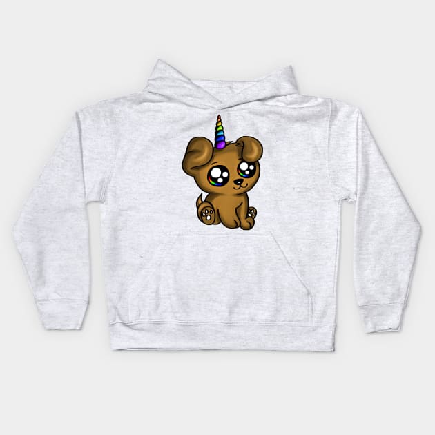 Cute Puppy Unicorn Kids Hoodie by sparkling-in-silence